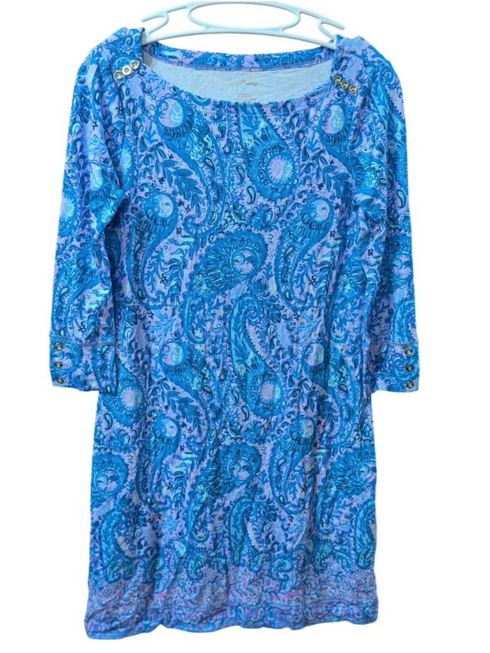 Lilly Pulitzer Women's Sophie UPF 50 Mini Dress Purple Blue Boatneck Size S